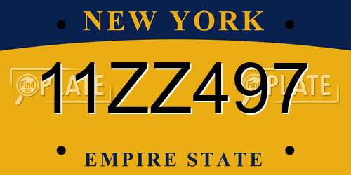 11ZZ497 New York License Plate