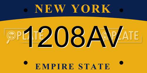 1208AV New York License Plate