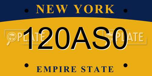 120AS0 New York License Plate