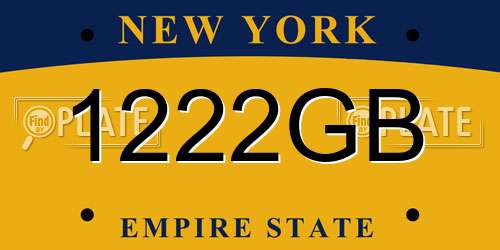 1222GB New York License Plate