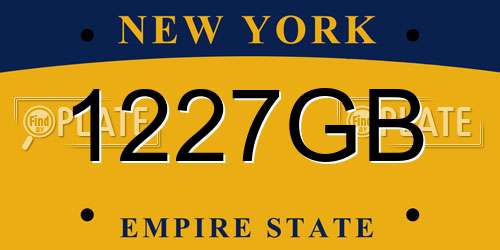 1227GB New York License Plate