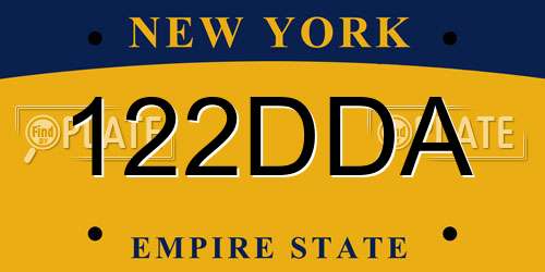 122DDA New York License Plate