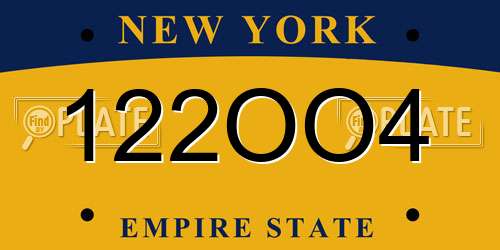 122OO4 New York License Plate