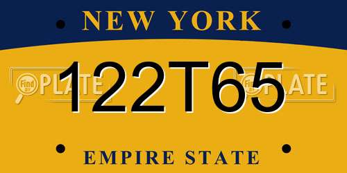 122T65 New York License Plate