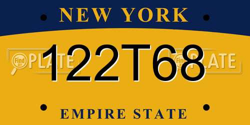 122T68 New York License Plate