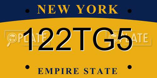 122TG5 New York License Plate
