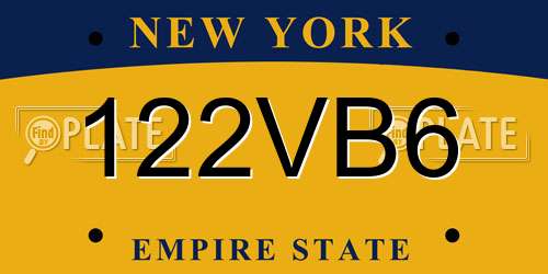 122VB6 New York License Plate