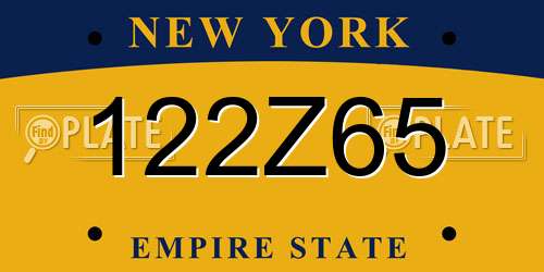 122Z65 New York License Plate