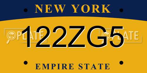 122ZG5 New York License Plate