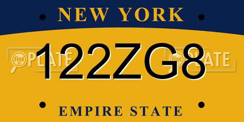 122ZG8 New York License Plate