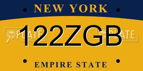 122ZGB New York License Plate
