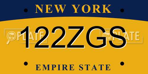 122ZGS New York License Plate