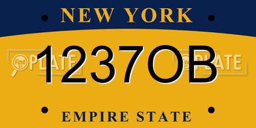 1237OB New York License Plate