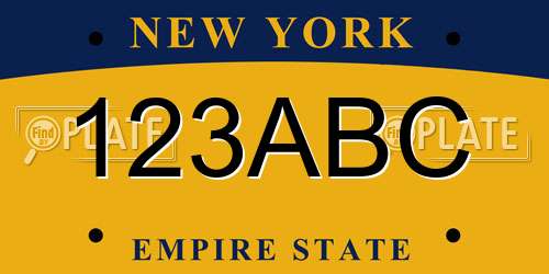 123ABC New York License Plate