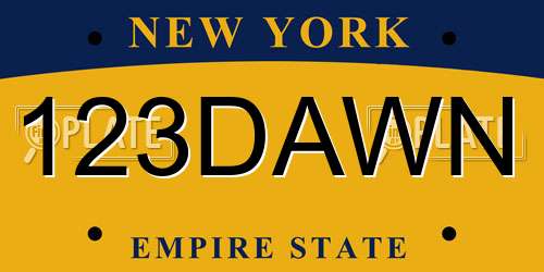 123DAWN New York License Plate