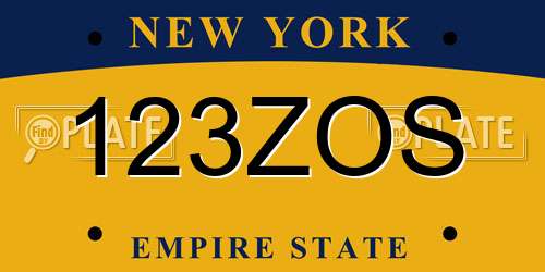 123ZOS New York License Plate