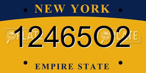 12465O2 New York License Plate