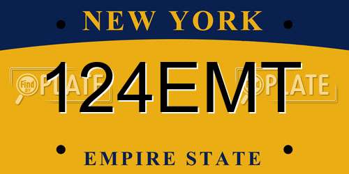 124EMT New York License Plate