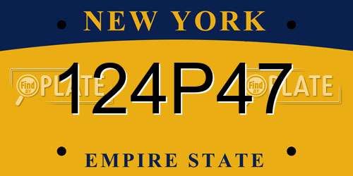 124P47 New York License Plate