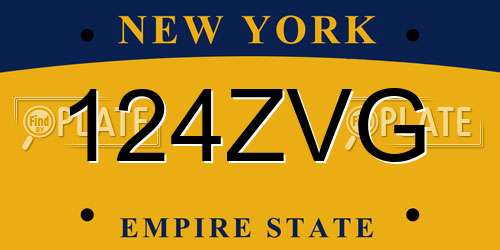 124ZVG New York License Plate