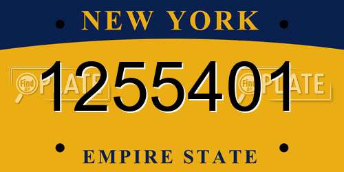 1255401 New York License Plate