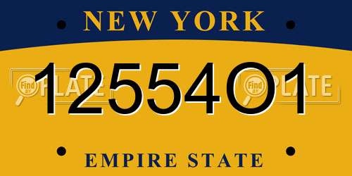 12554O1 New York License Plate