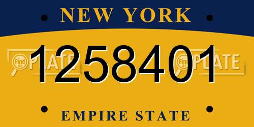 1258401 New York License Plate