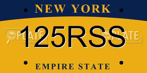 125RSS New York License Plate