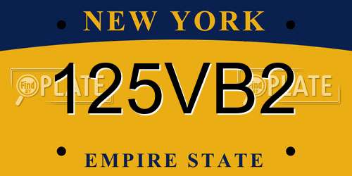 125VB2 New York License Plate