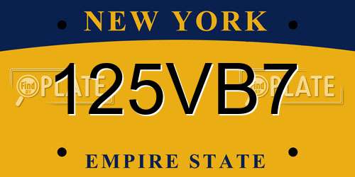125VB7 New York License Plate
