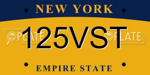 125VST New York License Plate