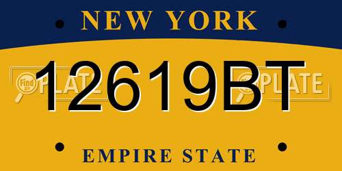 12619BT New York License Plate
