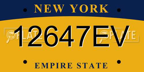 12647EV New York License Plate