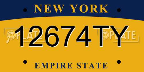 12674TY New York License Plate