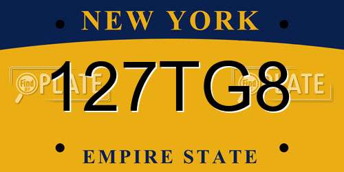 127TG8 New York License Plate