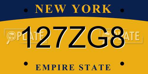 127ZG8 New York License Plate
