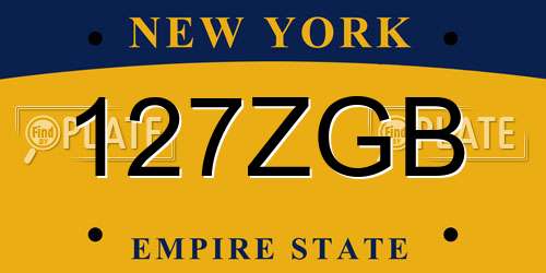127ZGB New York License Plate