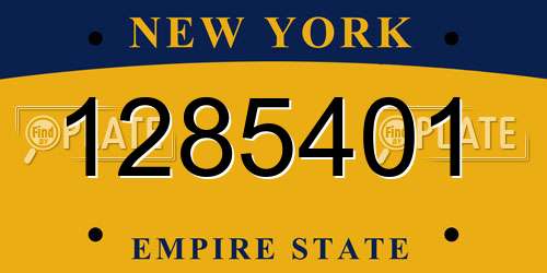 1285401 New York License Plate