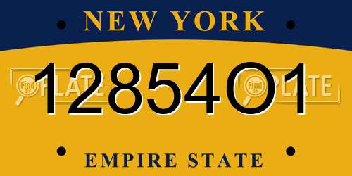 12854O1 New York License Plate