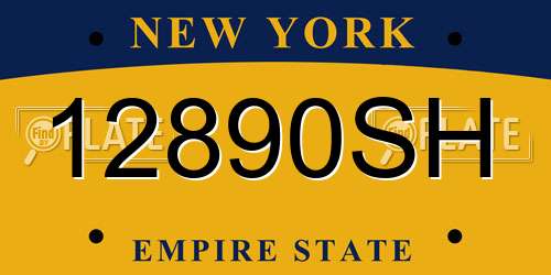12890SH New York License Plate