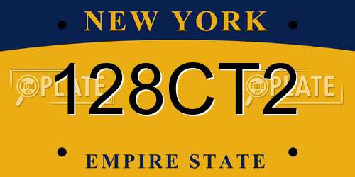 128CT2 New York License Plate
