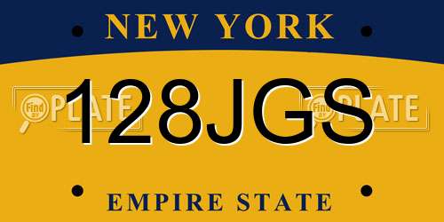 128JGS New York License Plate