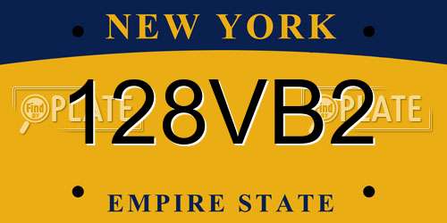 128VB2 New York License Plate