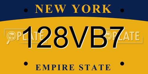 128VB7 New York License Plate