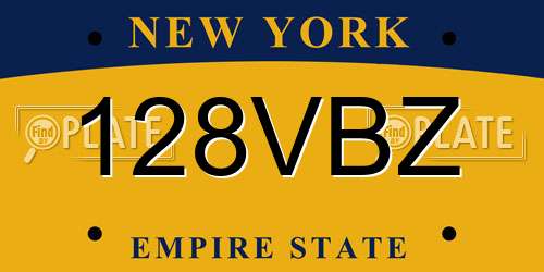 128VBZ New York License Plate