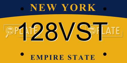 128VST New York License Plate