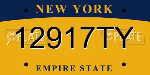 12917TY New York License Plate