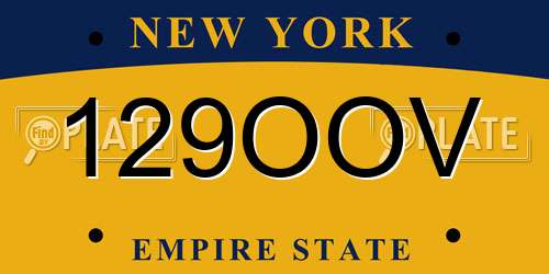 129OOV New York License Plate