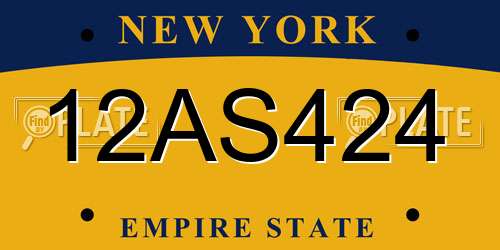 12AS424 New York License Plate