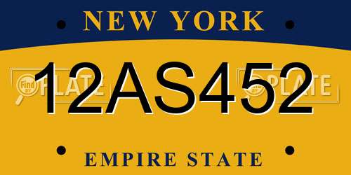12AS452 New York License Plate